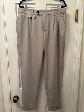 MEN’S  Runcati  Classic Pleated Dress Pants - Grey. Pleats and cuff.